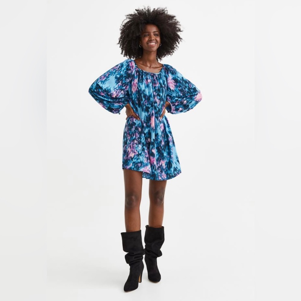 NWTS H&M Ballon Sleeve Creped Dress